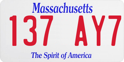 MA license plate 137AY7