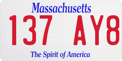 MA license plate 137AY8
