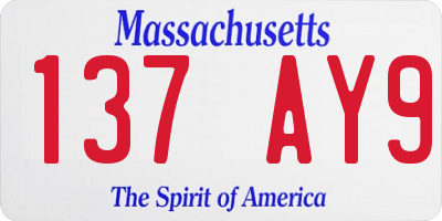 MA license plate 137AY9
