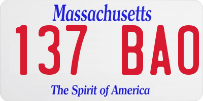 MA license plate 137BA0