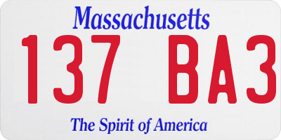 MA license plate 137BA3