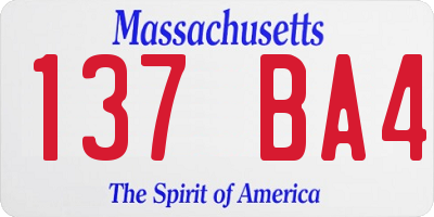 MA license plate 137BA4
