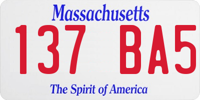MA license plate 137BA5
