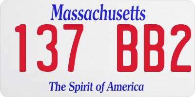 MA license plate 137BB2