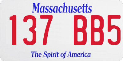 MA license plate 137BB5