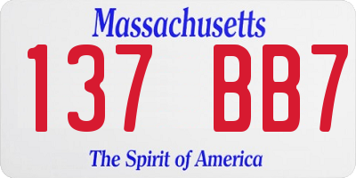 MA license plate 137BB7