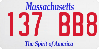 MA license plate 137BB8