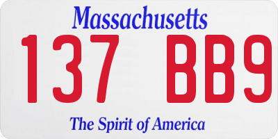 MA license plate 137BB9