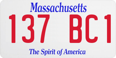 MA license plate 137BC1