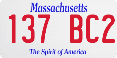 MA license plate 137BC2