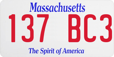 MA license plate 137BC3