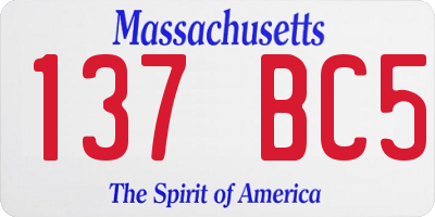 MA license plate 137BC5