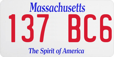 MA license plate 137BC6