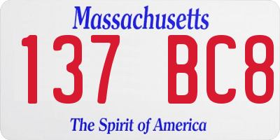 MA license plate 137BC8