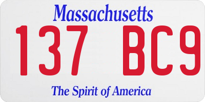 MA license plate 137BC9