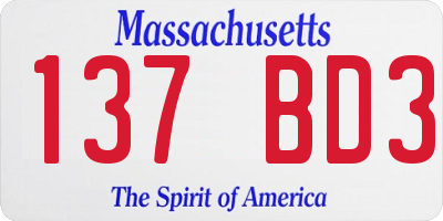 MA license plate 137BD3