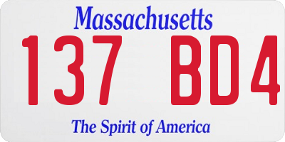 MA license plate 137BD4