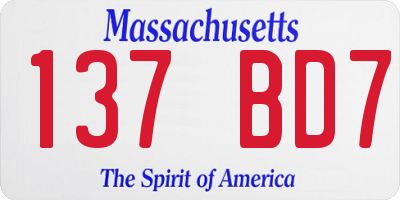 MA license plate 137BD7