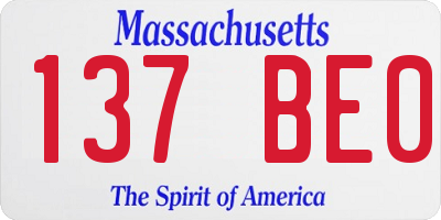 MA license plate 137BE0