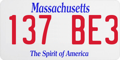 MA license plate 137BE3