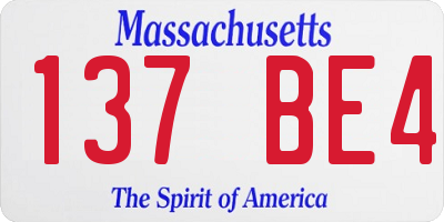 MA license plate 137BE4