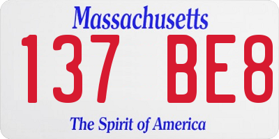 MA license plate 137BE8