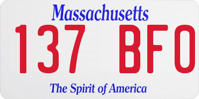 MA license plate 137BF0