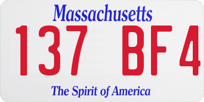MA license plate 137BF4