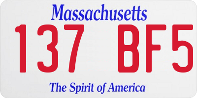 MA license plate 137BF5