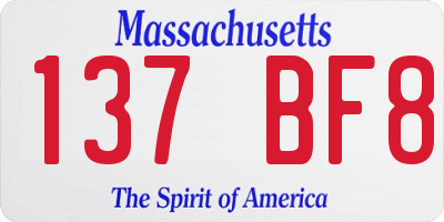 MA license plate 137BF8
