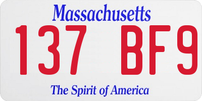 MA license plate 137BF9