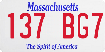 MA license plate 137BG7