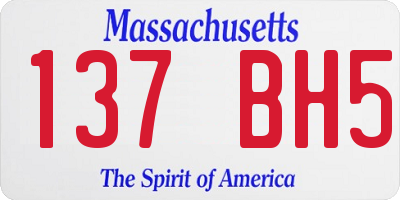 MA license plate 137BH5