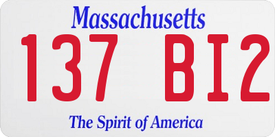 MA license plate 137BI2