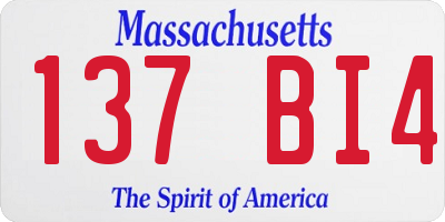 MA license plate 137BI4