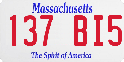 MA license plate 137BI5
