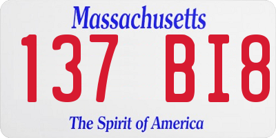 MA license plate 137BI8