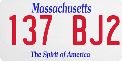 MA license plate 137BJ2