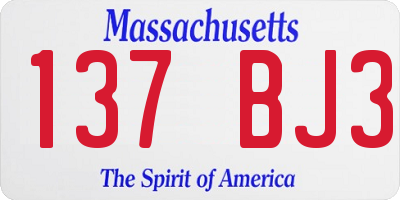 MA license plate 137BJ3