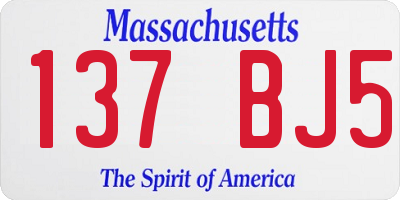 MA license plate 137BJ5