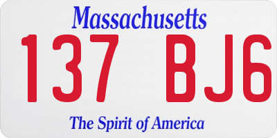 MA license plate 137BJ6