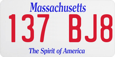 MA license plate 137BJ8