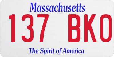 MA license plate 137BK0