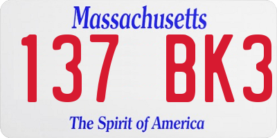 MA license plate 137BK3