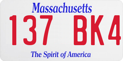 MA license plate 137BK4
