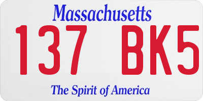 MA license plate 137BK5