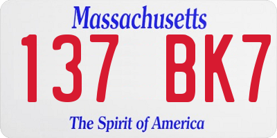 MA license plate 137BK7