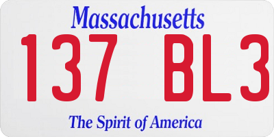 MA license plate 137BL3