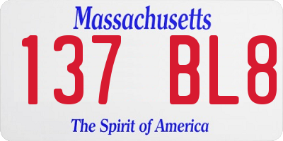 MA license plate 137BL8