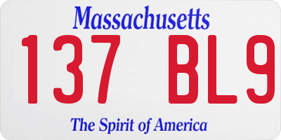 MA license plate 137BL9
